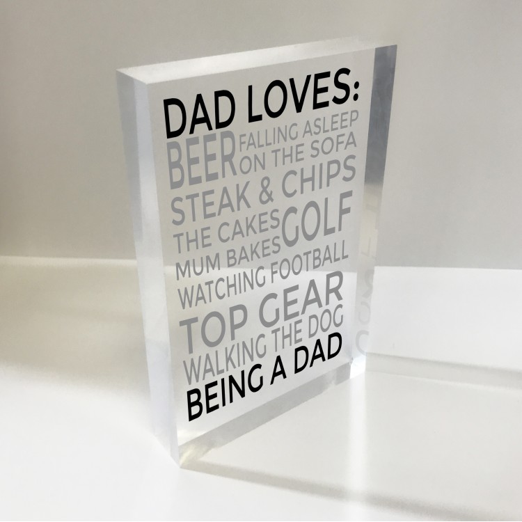 4x6 Acrylic Block Glass Token Portrait - Dad loves